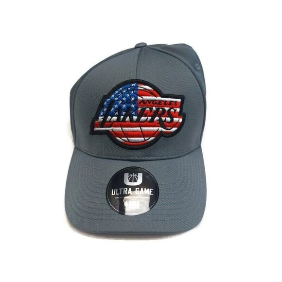 Ultra Game Men Los Angeles Lakers Hat Cap USA Flag Gray One Size Fits Most - Picture 1 of 8